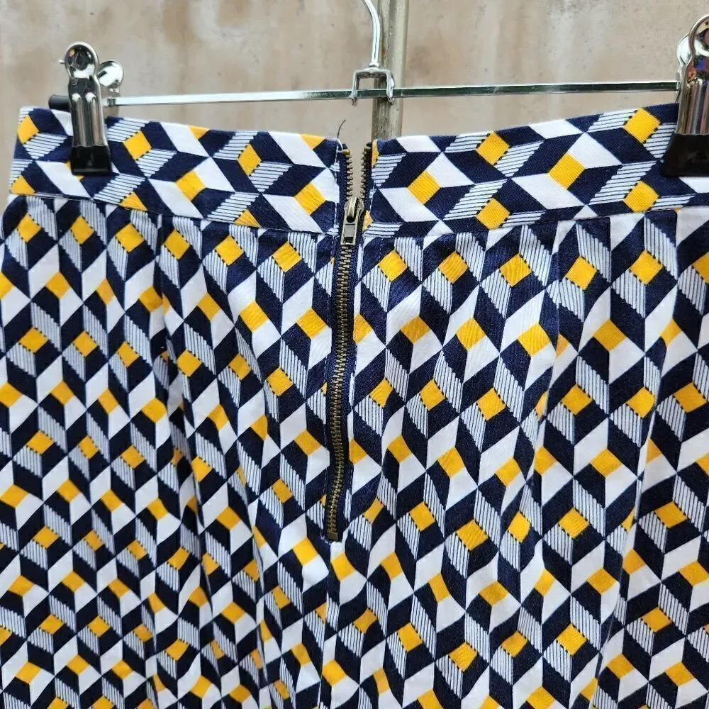 Louche london modcloth geometric print pleated skirt